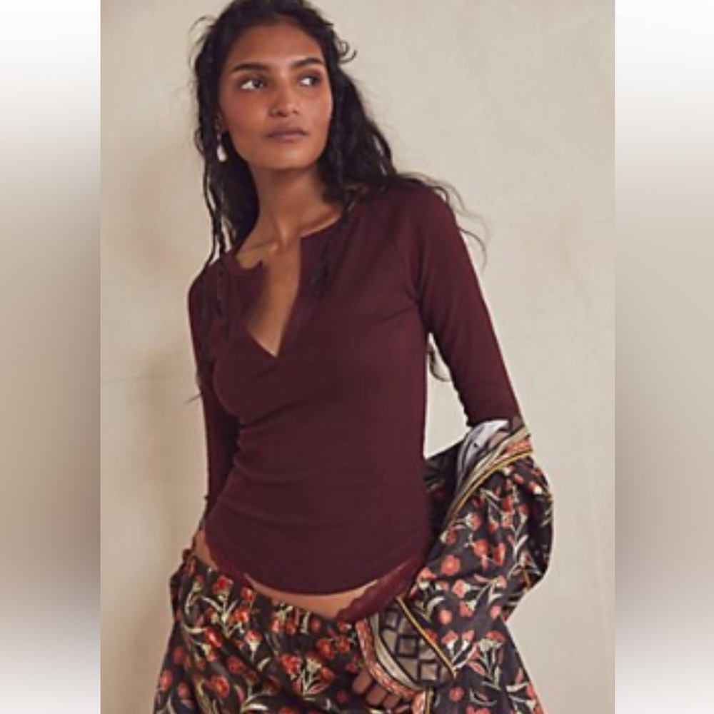 Free People Billy Layering top, color: cherry cola